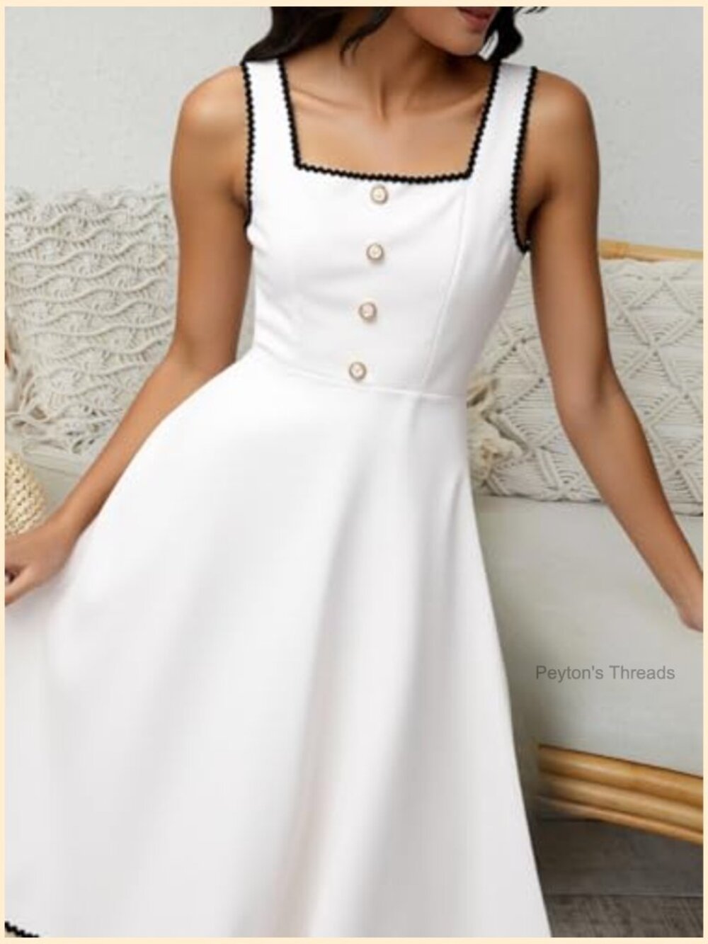 Elegant Sleeveless Square Neck Midi Cocktail Dress - A Line Fit - Picture 3 of 5